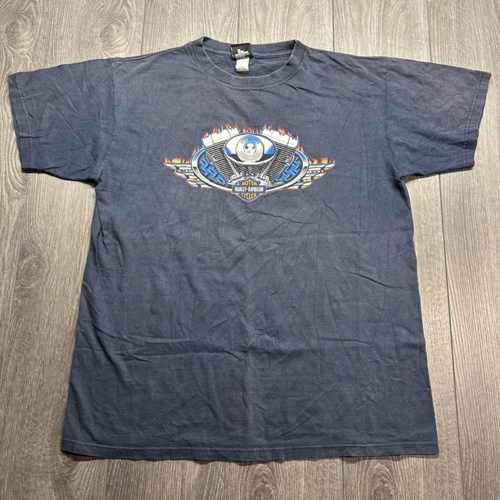 Vintage Harley Davidson Twin Cam 88 T-Shirt XL Marion Indiana Stones Shop Navy